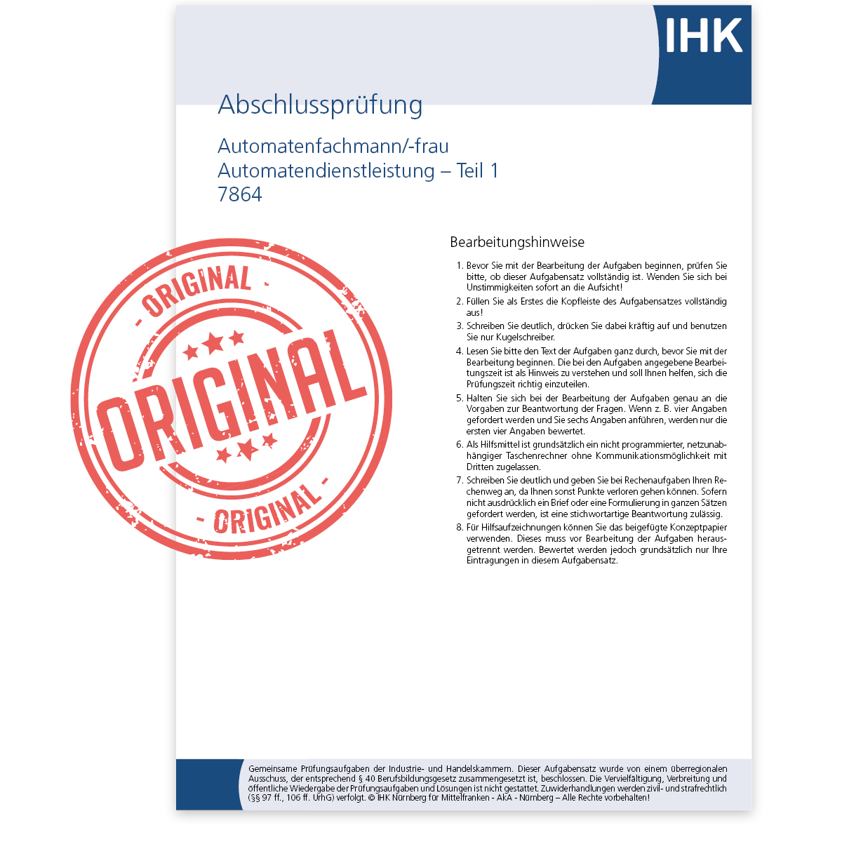 IHK-Abschlussprüfung Teil 1 - FR Automatendienstleistung, Winter 2025/2026 